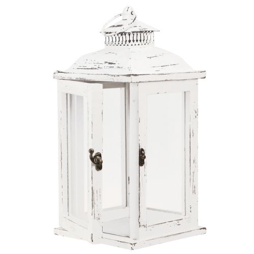 Floristik24 Dekorativ lanterne shabby chic træ hvid 17,5x17,5cm H37cm