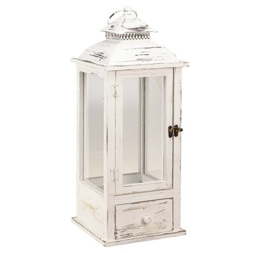 Floristik24 Dekorativ lanterne vintage med skuffe hvid 20×20cm H51cm