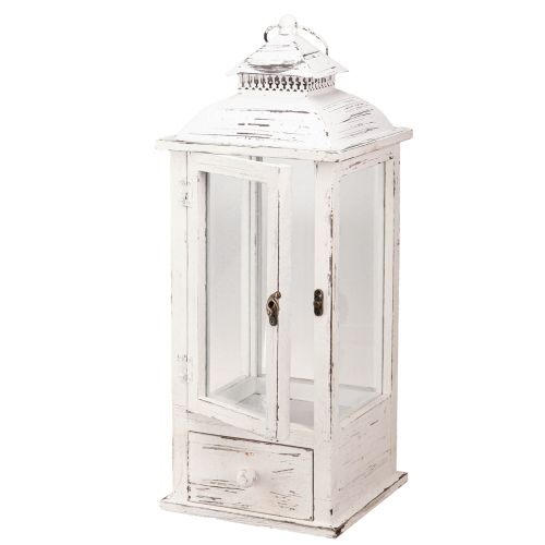 Floristik24 Dekorativ lanterne vintage med skuffe hvid 20×20cm H51cm
