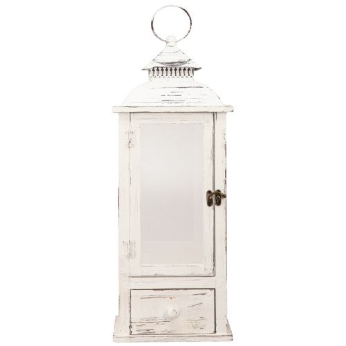Artikel Dekorativ lanterne vintage med skuffe hvid 20×20cm H51cm