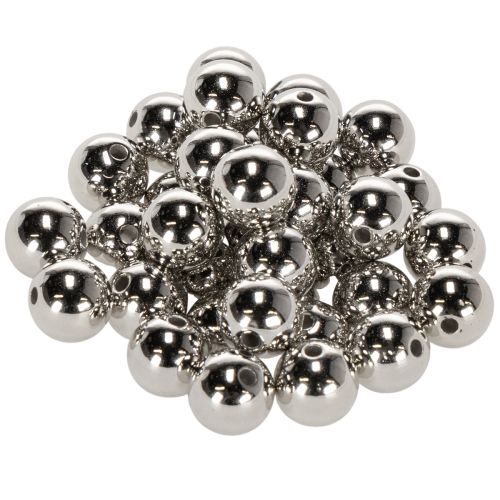 Dekorative perler, sølvmetallisk, 14 mm, 35 stk. købe | Floristik24.dk