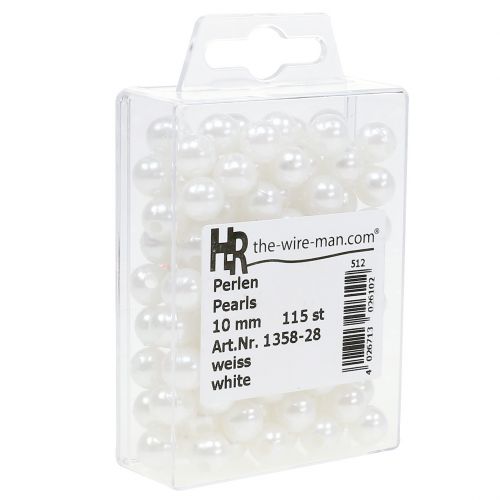 Floristik24 Pynteperler hvid Ø10mm 115 stk