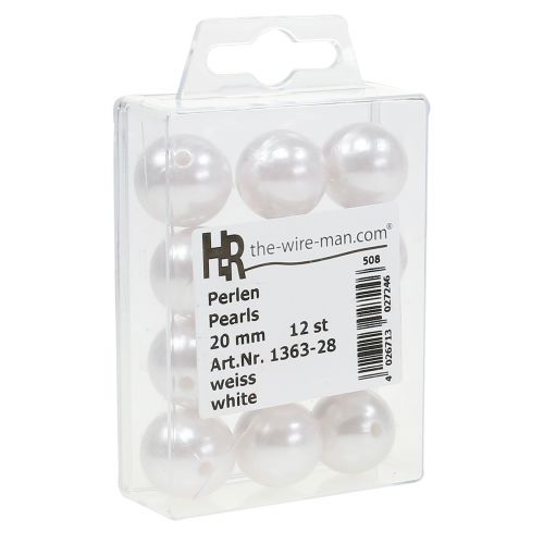 Artikel Pynteperler hvid Ø20mm 12 stk