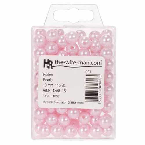 Pynteperler Ø10mm pink 115 stk