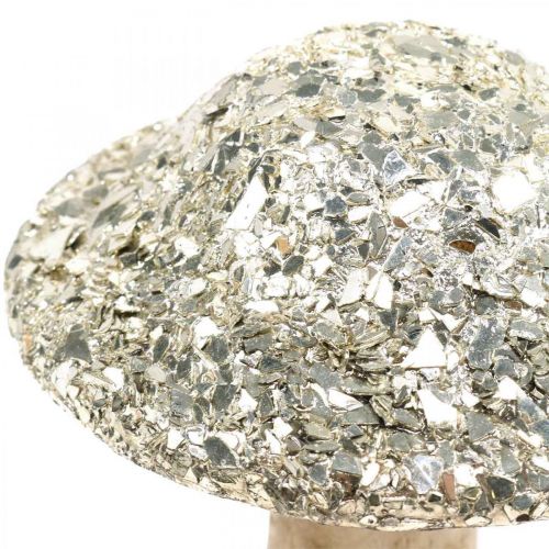 Floristik24 Deco champignon træ-træsvamp med gyldent mosaikmønster H17cm