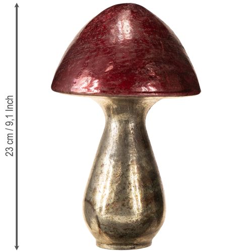Artikel Dekorativ svampe rød stor glas efterårsdekoration Ø14cm H23cm
