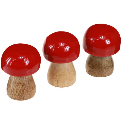 Dekorative svampe rødlakerede træsvampe champignoner H5cm Ø4cm 6 stk