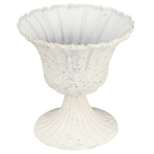 Floristik24 Dekorativ kop Antik Hvid Metal Kalk Shabby Chic Ø12cm H12cm