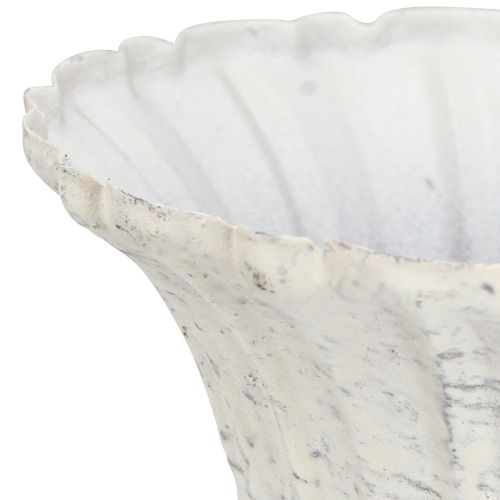 Floristik24 Dekorativ kop Antik Hvid Metal Kalk Shabby Chic Ø12cm H12cm