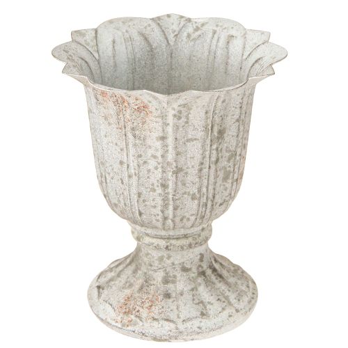 Artikel Dekorativ trofæ metalkalk vintage look grå hvid H14,5cm
