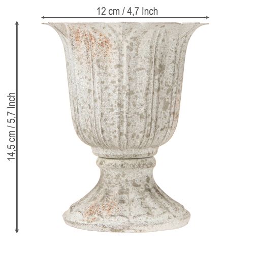 Artikel Dekorativ trofæ metalkalk vintage look grå hvid H14,5cm