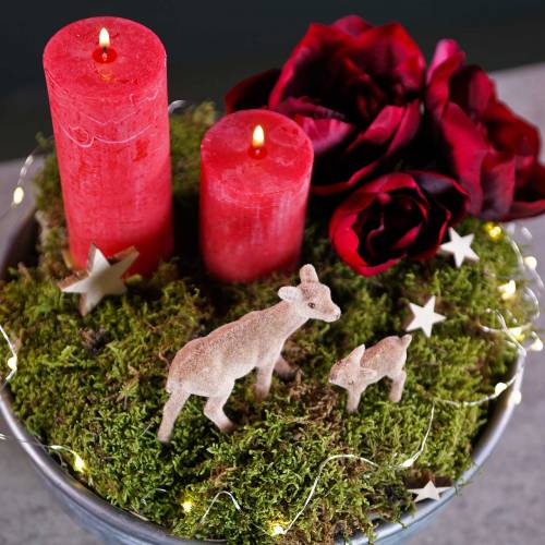 Floristik24 Deco hjort 10cm med fawn brun flocked sæt