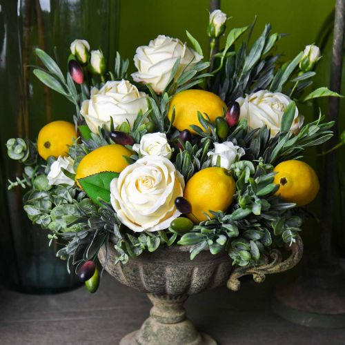 Artikel Dekorative rosensilkeblomster i bundt creme 36cm 8 stk