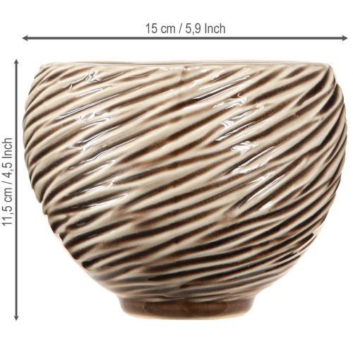 Artikel Dekorativ Skål Urtepotte Keramik Beige Brun Ø15cm 2stk