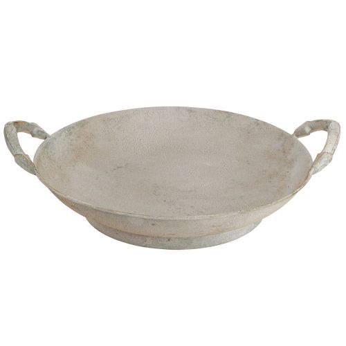 Artikel Dekorativ skål shabby chic grå metaldekoration med hanke Ø31cm