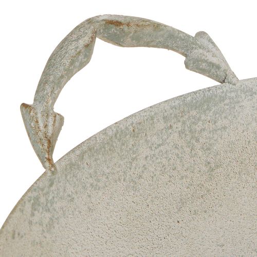 Artikel Dekorativ skål shabby chic grå metaldekoration med hanke Ø31cm