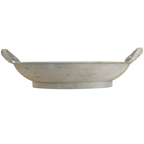 Artikel Dekorativ skål shabby chic grå metaldekoration med hanke Ø31cm