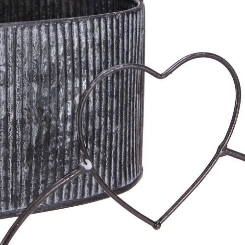 Artikel Dekorativ skål oval metal med hjerte sort 20/16 cm sæt af 2