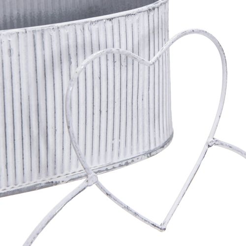 Artikel Dekorativ skål oval metal med hjerte hvid 20/16 cm sæt af 2