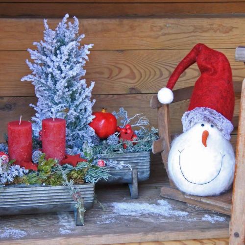 Floristik24 Deco snemand med hat Adventsdekoration julefigur H38cm