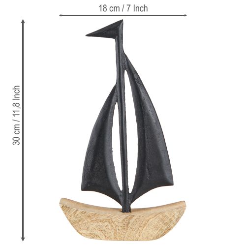 Artikel Dekorativ Sejlbåd Træ Metal i Natursort H30,5cm