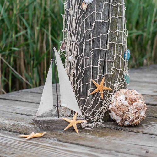 Floristik24 Dekorativ sejlbåd lavet af træ, maritim dekoration, dekorativt skib shabby chic, naturlige farver, hvid H29cm L18cm