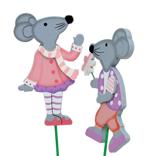 Floristik24 Dekorativ stikmus med blomst 8,5 cm 14stk