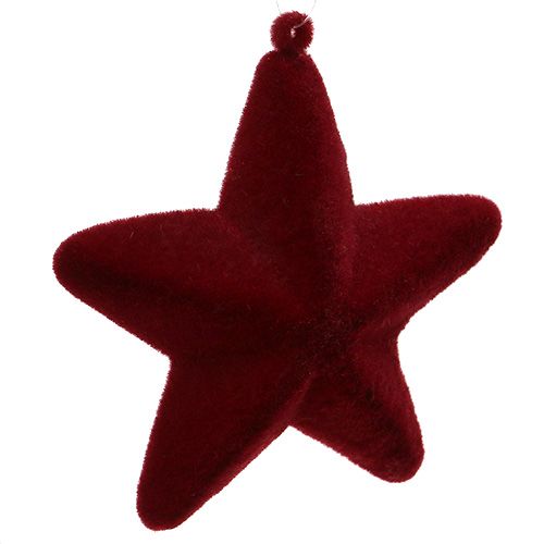 Artikel Dekorativ stjerne mørkerød 20 cm flokket
