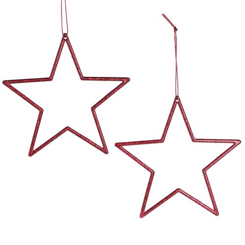 Artikel Dekorativ stjernerød juletræspynt glitter Ø12cm 12 stk