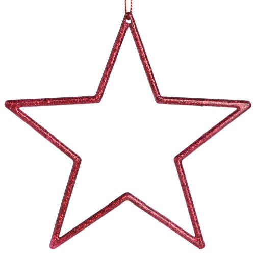 Artikel Dekorativ stjernerød juletræspynt glitter Ø12cm 12 stk