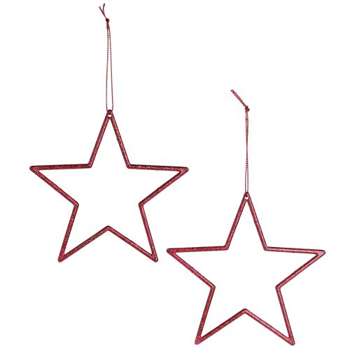 Artikel Dekorativ stjernerød juletræspynt glitter Ø12cm 12 stk