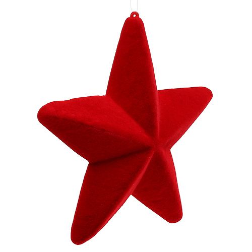 Artikel Dekorativ stjerne rød strømmet 20 cm