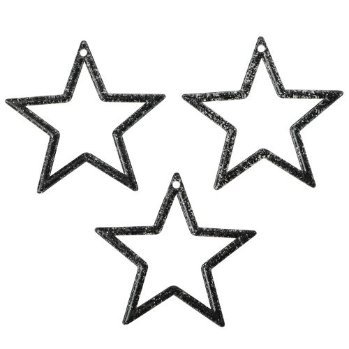 Artikel Dekorativ stjerne sort glitter bordpynt jul 4,5cm 120 stk