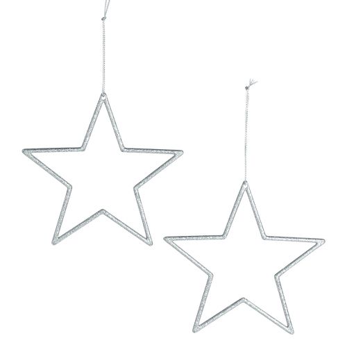 Artikel Dekorativ stjerne sølv juletræspynt glitter Ø12cm 12 stk