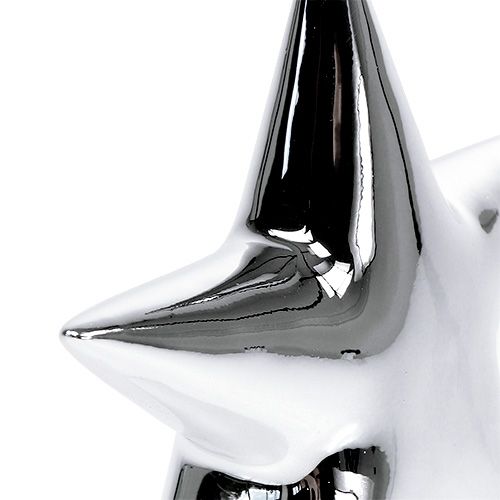 Floristik24 Deco stjerne sølv stående 12cm 2stk