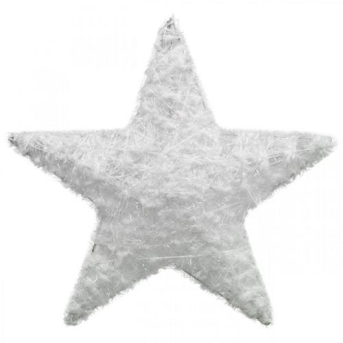 Floristik24 Julepynt stjerne Julepynt stjerne hvid uld H30cm