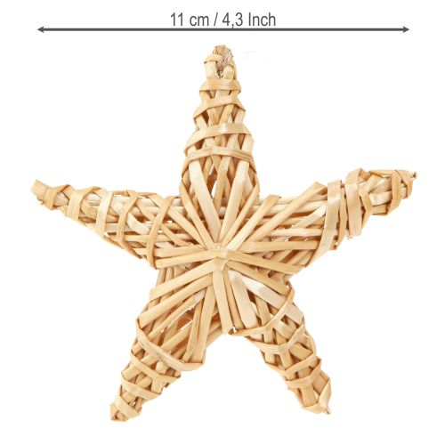 Artikel Dekorative stjerner juletræspynt rotting natur 11 cm 6 stk