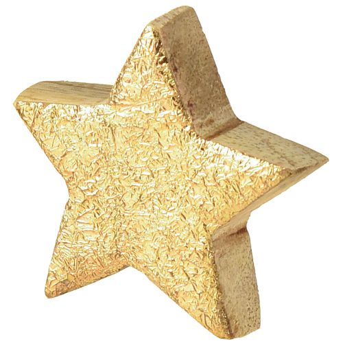 Artikel Dekorative stjerner træstjerner guld naturlig mangotræ Ø5cm 12 stk