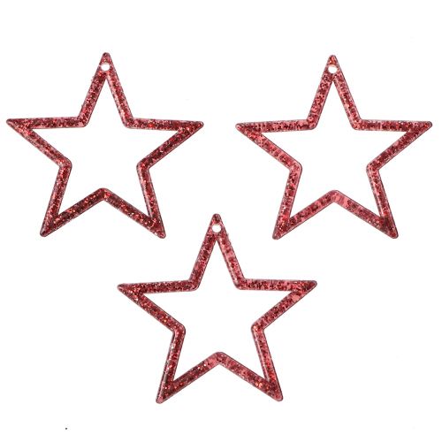 Artikel Pyntestjerner rød glitter små julestjerner 4,5cm 120 stk