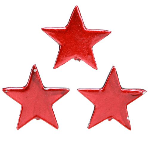 Dekorative Stjerner Rød Metallic Scatter Dekoration – 2. valg – Ø5cm 36 stk.