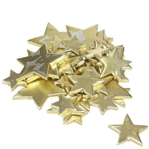 Artikel Dekorative stjerner spreder dekoration guld Ø3-7cm – 2. valg – 44 stk