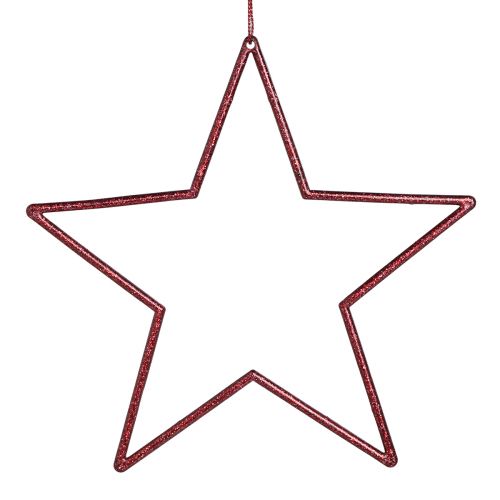 Floristik24 Dekorative stjerner med glitterrøde stjerner til ophæng 18cm 8 stk