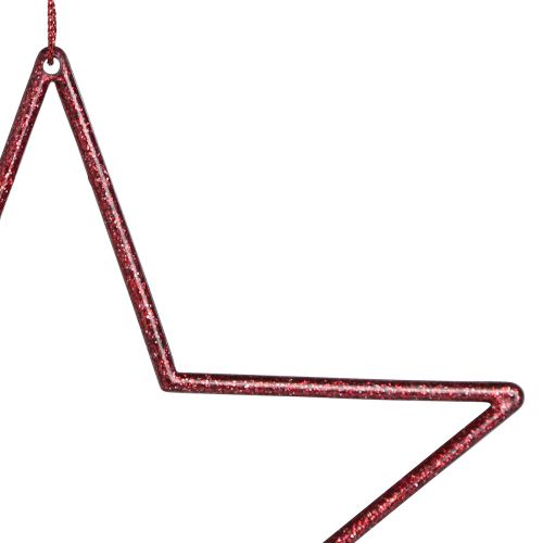 Artikel Dekorative stjerner med glitterrøde stjerner til ophæng 18cm 8 stk