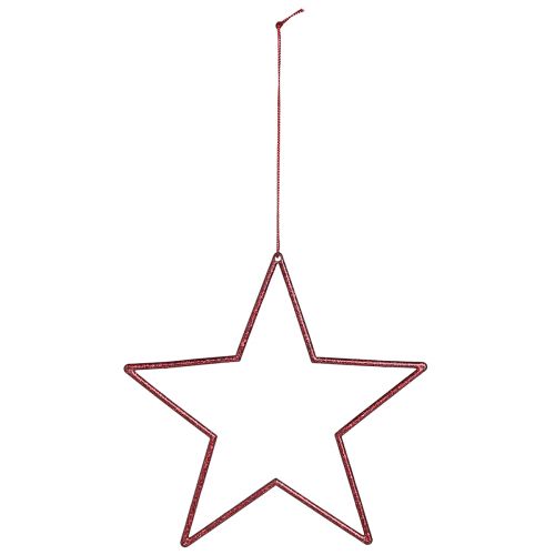 Artikel Dekorative stjerner med glitterrøde stjerner til ophæng 18cm 8 stk