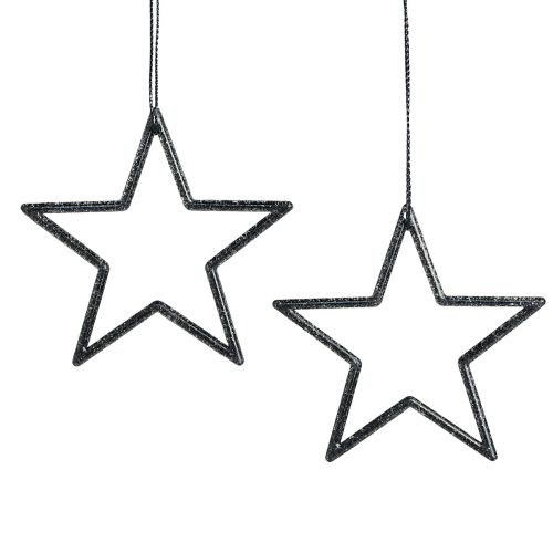 Artikel Pyntestjerner til ophæng af sort glitter Ø7,5cm 40 stk
