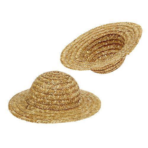 Floristik24 Dekorativ halm hat Ø16cm naturlige farver 12stk