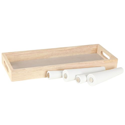 Artikel Dekorativ Bakke Træ Minivaser Keramik Hvidguld 35x14cm