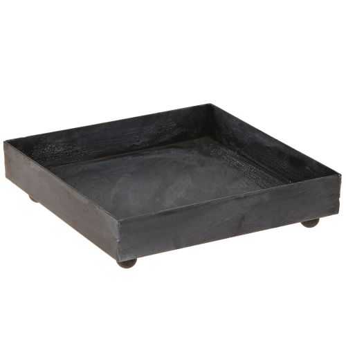 Dekorativ bakke metal sort grå vasket 15×15 cm 2 stk.