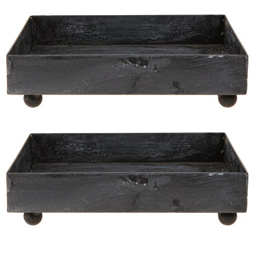 Artikel Dekorativ bakke metal sort grå vasket 15×15 cm 2 stk.