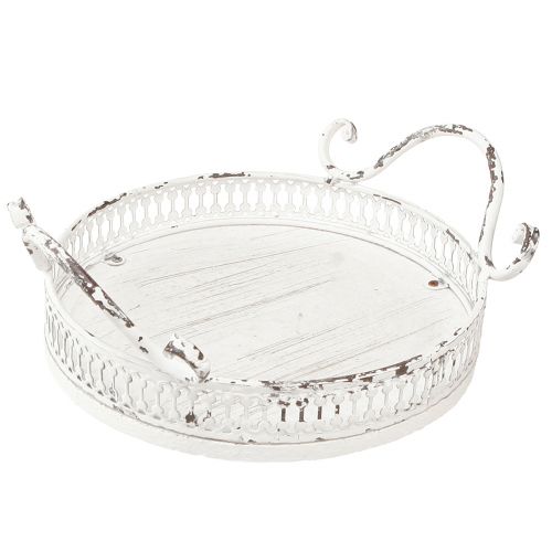 Floristik24 Dekorativ bakke metal hvid hank shabby chic Ø20cm H8cm